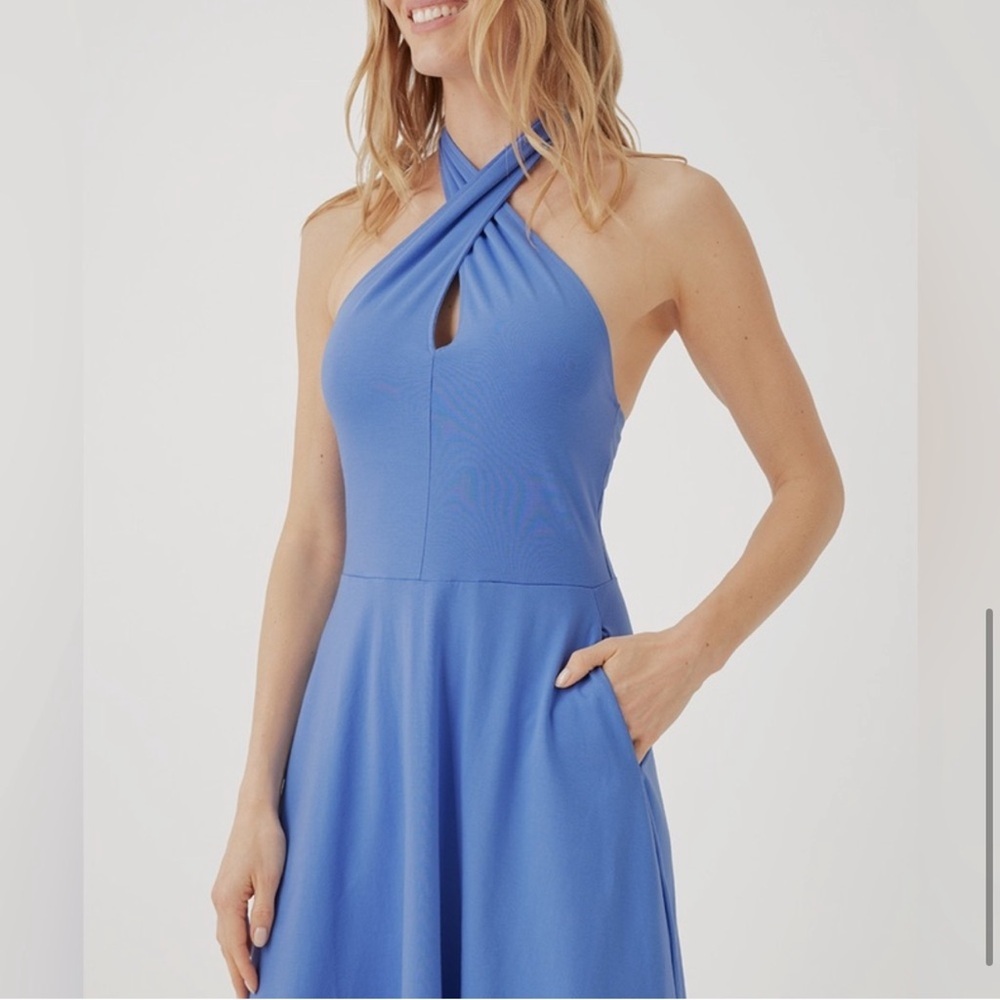 ‼️NWOT: Pact Organic Fit & Flare Modern Halter Dress - M - Picture 5 of 8